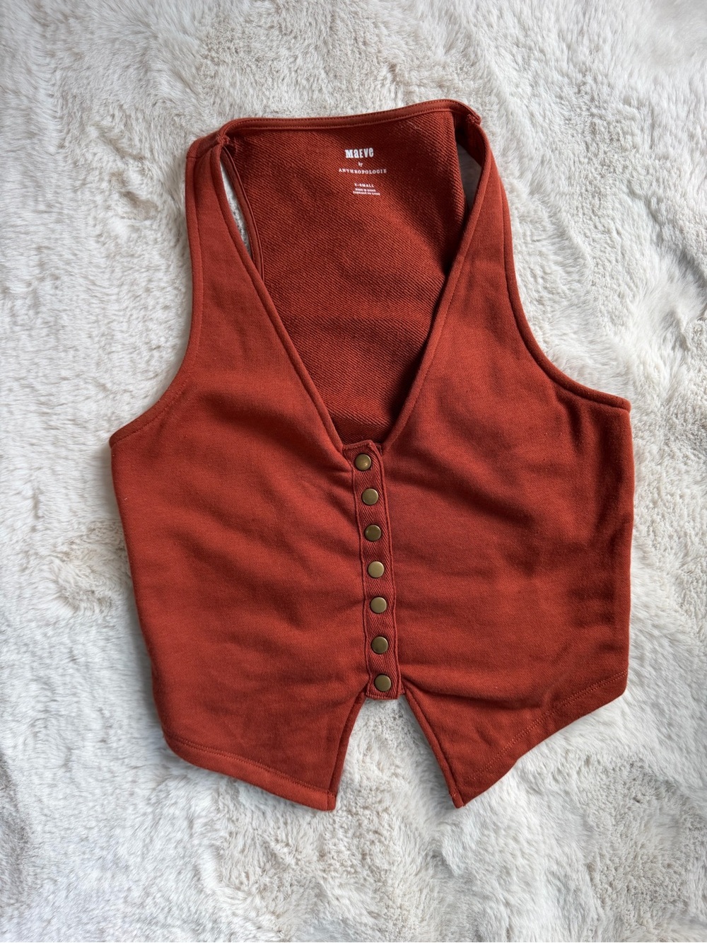 Anthropologie Rust Button-Front Tank - Picture 2 of 4